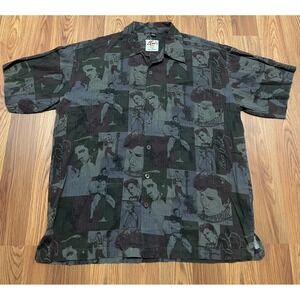 Elvis Shirt Mens Extra Large David Carey Camp Aloha Graphic Button Front